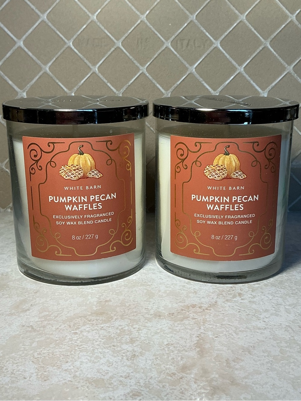 Bath & Body Works Pumpkin Pecan Waffles Single Wick 8oz Candles Set of 2